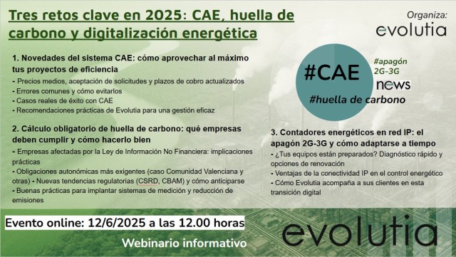Webinario Tres retos clave en 2025: CAE, huella de carbono y digitalización energética