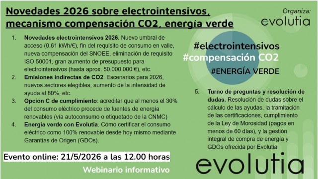 Maximiza la competitividad de tu industria: novedades 2026 en Electrointensivos, CO2 y Energ&iacute;a Verde